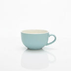 Light blue ceramic mug on a white background