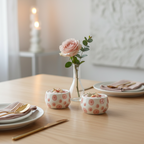 Two Pink Serving Dips on table